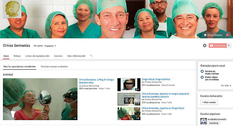 canal youtube clinica germanias Valencia