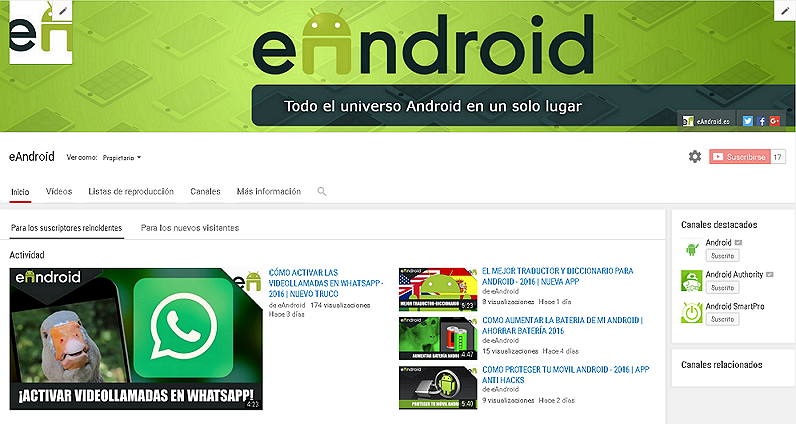 canal youtube eandroid