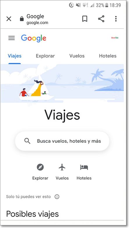 Google Viajes en Smartphone
