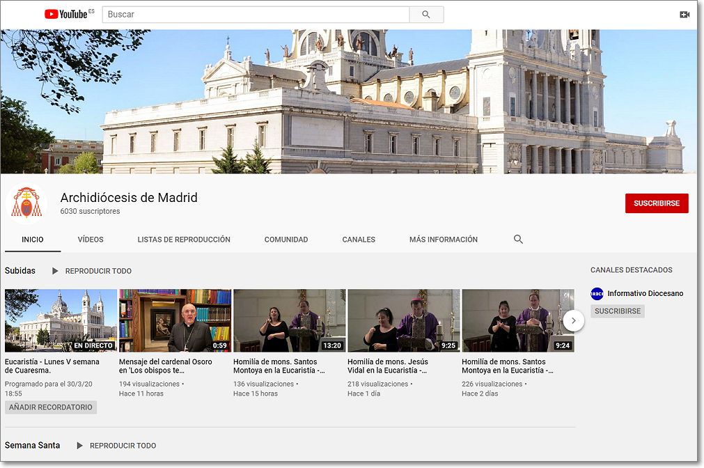 canal youtube archidiocesis madrid