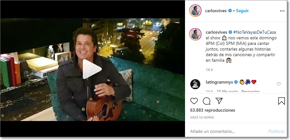 Carlos Vives en Instagram