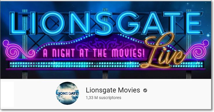 Canal youtube Lionsgate Live