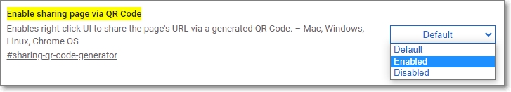 Activar generador código QR en Chrome://flags