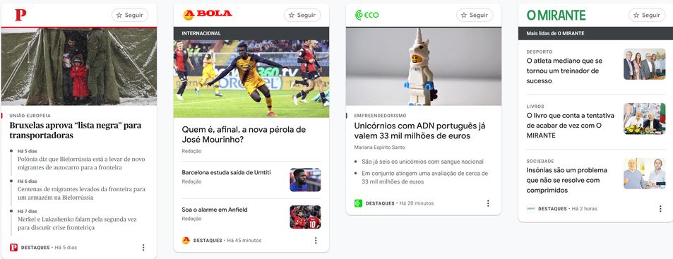 Google News Showcase en Portugal