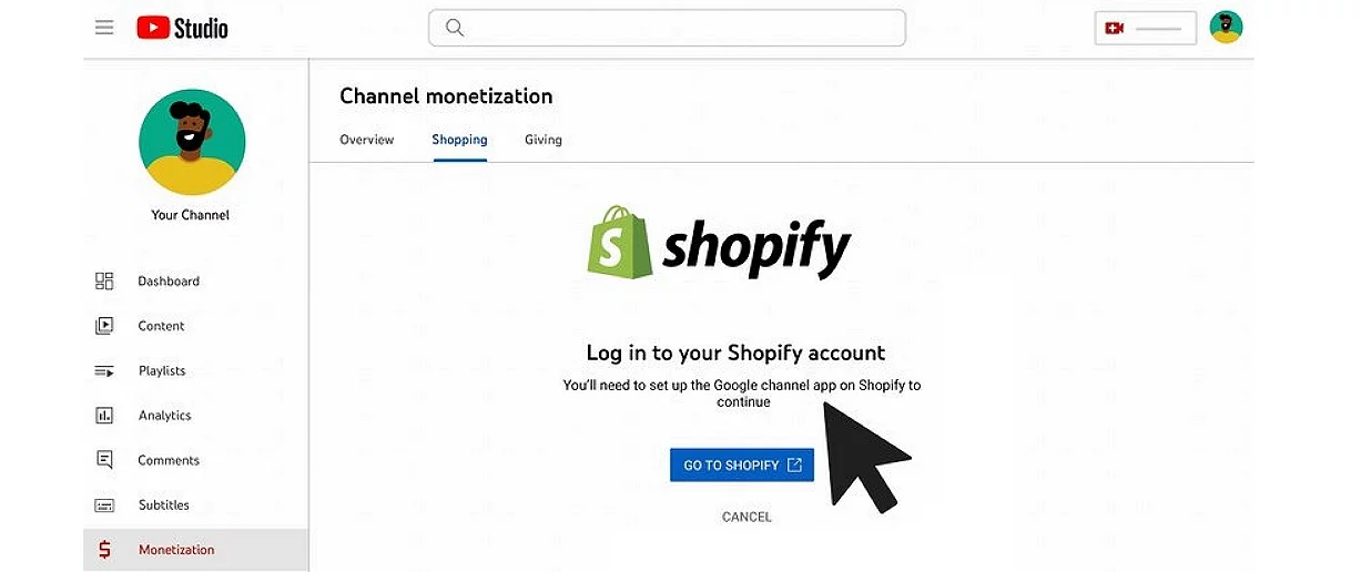 conectar youtube con shopify